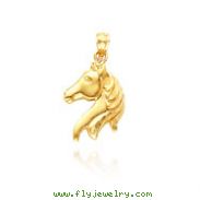 14K Yellow Gold Diamond-Cut & Polished Horse Head Pendant