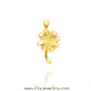 14K Yellow Gold Diamond-Cut & Satin 4-Leaf Clover Charm