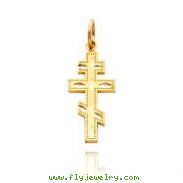 14K Yellow Gold Diamond-Cut Orthodox Cross Charm