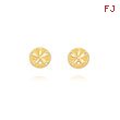 14K Yellow Gold Diamond Cut Sand Dollar Post Earrings
