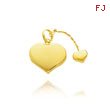 14K Yellow Gold Double Heart Chain Charm