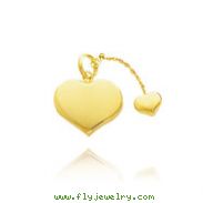 14K Yellow Gold Double Heart Chain Charm