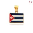 14K Yellow Gold Enameled Cuba Flag Pendant