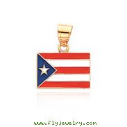 14K Yellow Gold Enameled Puerto Rico Flag Pendant
