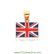 14K Yellow Gold Enameled United Kingdom Flag Pendant