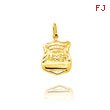 14K Yellow Gold Engraveable Police Badge Charm