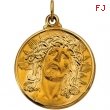 14K Yellow Gold Face Of Jesus (ecce Homo) Pendant