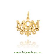 14K Yellow Gold Fancy "Mom" Charm