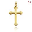 14K Yellow Gold Fancy Budded Cross Pendant