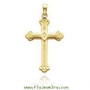 14K Yellow Gold Fancy Budded Cross Pendant