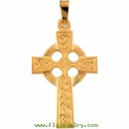 14K Yellow Gold Fancy Celtic Cross Pendant