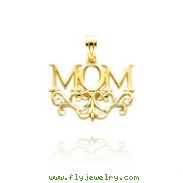 14K Yellow Gold Fancy Polished "Mom" Pendant