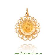 14K Yellow Gold Fancy Saint Francis Medal