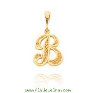 14K Yellow Gold Filigree Initial "B" Pendant