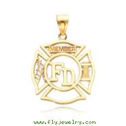 14K Yellow Gold Fire Department Member Charm