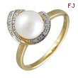 14K Yellow Gold Fresh Water Pearl with Diamonds Ring