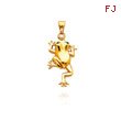 14K Yellow Gold Frog with Enameled Eyes Charm