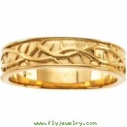 14K Yellow Gold Gents Duo Band With Thorn Design