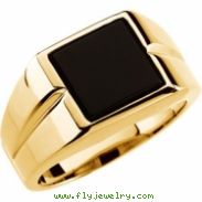14K Yellow Gold Gents Genuine Onyx Ring