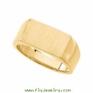 14K Yellow Gold Gents Signet Ring With Brush Finished Top