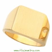 14K Yellow Gold Gents Signet Ring With Brush Finished Top