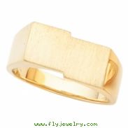 14K Yellow Gold Gents Signet Ring With Brush Finished Top