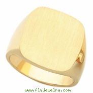 14K Yellow Gold Gents Signet Ring With Brush Finished Top