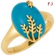 14K Yellow Gold Genuine Chinese Turquoise Ring