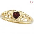 14K Yellow Gold Genuine Mozambique Garnet Heart Ring