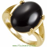 14K Yellow Gold Genuine Onyx Ring