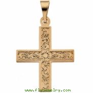 14K Yellow Gold Greek Cross Pendant With Ornate Design