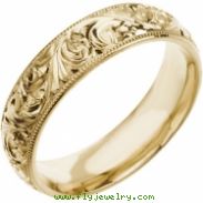 14K Yellow Gold Hand Engraved Band