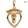 14K Yellow Gold Heart And Angel Pendant