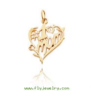14K Yellow Gold Heart-Shaped "#1 Mom" Charm