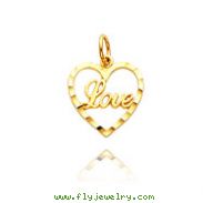 14K Yellow Gold Heart-Shaped "Love" Charm