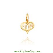 14K Yellow Gold Heart-Shaped "Mom" Charm