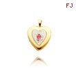 14K Yellow Gold Heart-Shaped Enameled Rose Locket