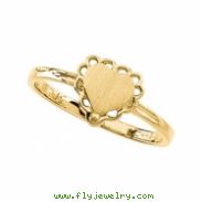 14K Yellow Gold Heart Signet Ring