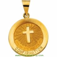 14K Yellow Gold Hollow Confirmation Medal