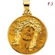 14K Yellow Gold Hollow Face Of Jesus (ecce Homo) Pendant
