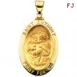 14K Yellow Gold Hollow Oval St. Anthony Medal Ring Size 6