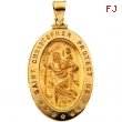 14K Yellow Gold Hollow Oval St. Christopher Medal