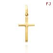 14K Yellow Gold Hollow Polished Plain Cross Charm