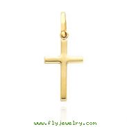 14K Yellow Gold Hollow Polished Plain Cross Charm