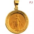 14K Yellow Gold Hollow Round Miraculous Medal