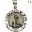 14K Yellow Gold Hollow Round Sacred Heart Of Jesus Medal