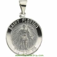 14K Yellow Gold Hollow Round St. Florian Medal