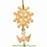 14K Yellow Gold Huguenot Cross Pendant