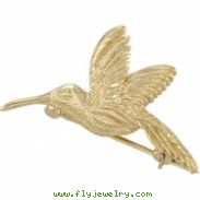 14K Yellow Gold Hummingbird Brooch