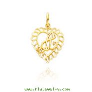 14K Yellow Gold Initial "A" Heart Charm